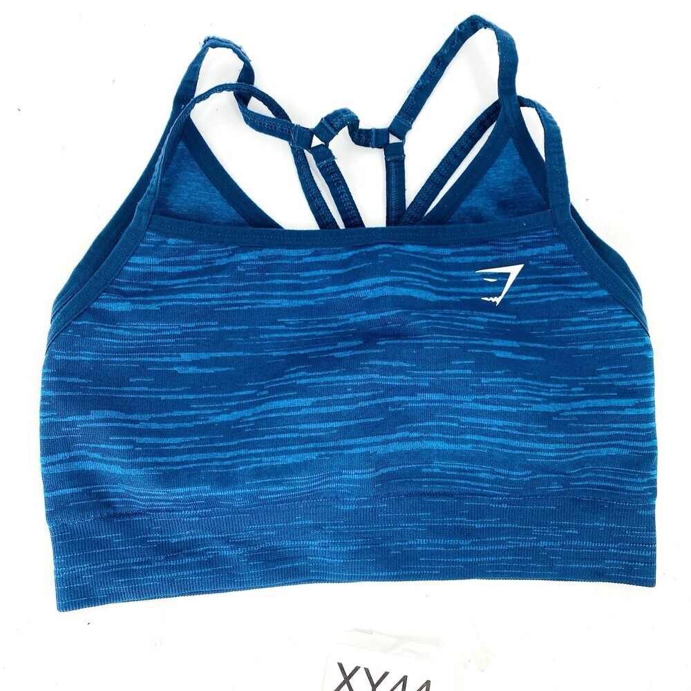 Gym Shark Sports Bra Small Blue Seamless Lattice Back Space Dye Gym Workout Top